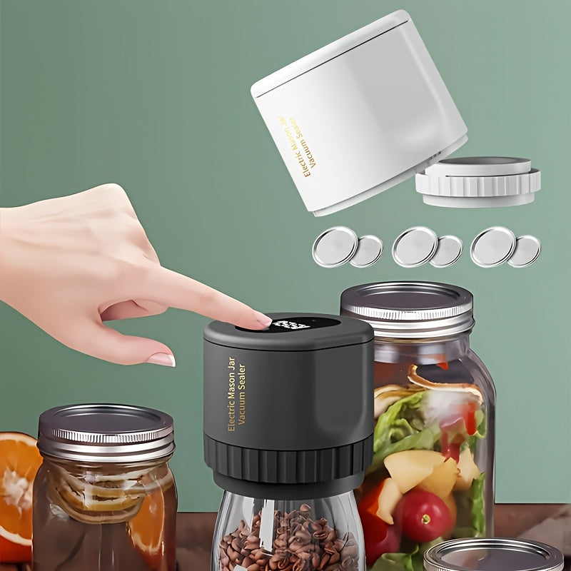 Electric Vacuum Mason Jar Vacuum Sealing Kit - Contains Sealing Lids, Suitable For Wide Mouth And Regular Mouth Mason Jars, Food Preservation Vacuum Sealer For Home Preservation.