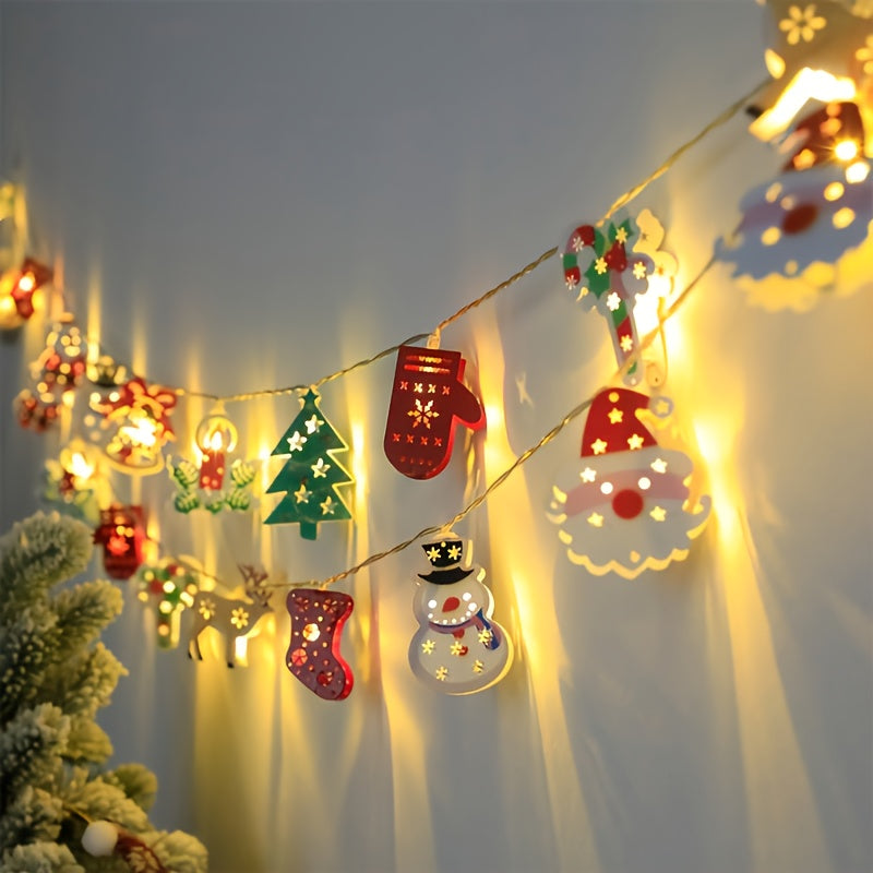 Charming LED Christmas String Lights - 10LED Santa, Snowman & More - Battery Powered Perfect for Indoor Holiday Decor, Party & Bedroom Ornaments Snowman For Indoor Holiday Christmas