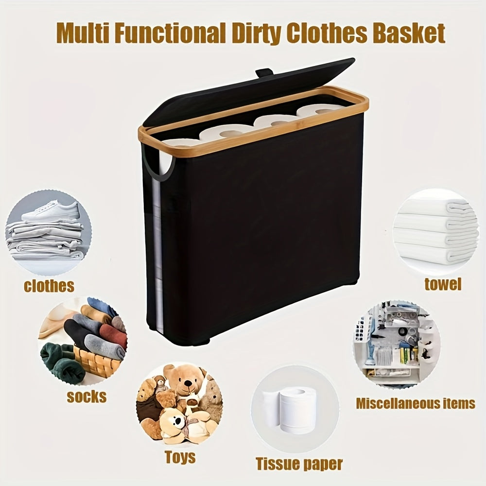 Toilet Paper Basket, Bamboo Toilet Paper Storage - Ultimate Bathroom Storage with Bamboo Lid, Large Toilet Paper Holder Can Hold 9 Rolls, Bathroom Toilet Paper Storage Cabinet, Toilet Paper Storage Containers