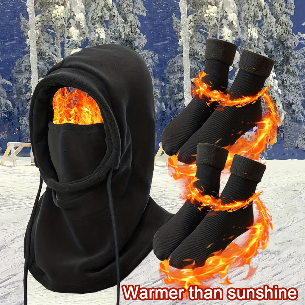 3pcs/4pcs Winter Hat, Head Cover, Neck Scarf, Gloves, Warm Socks Set