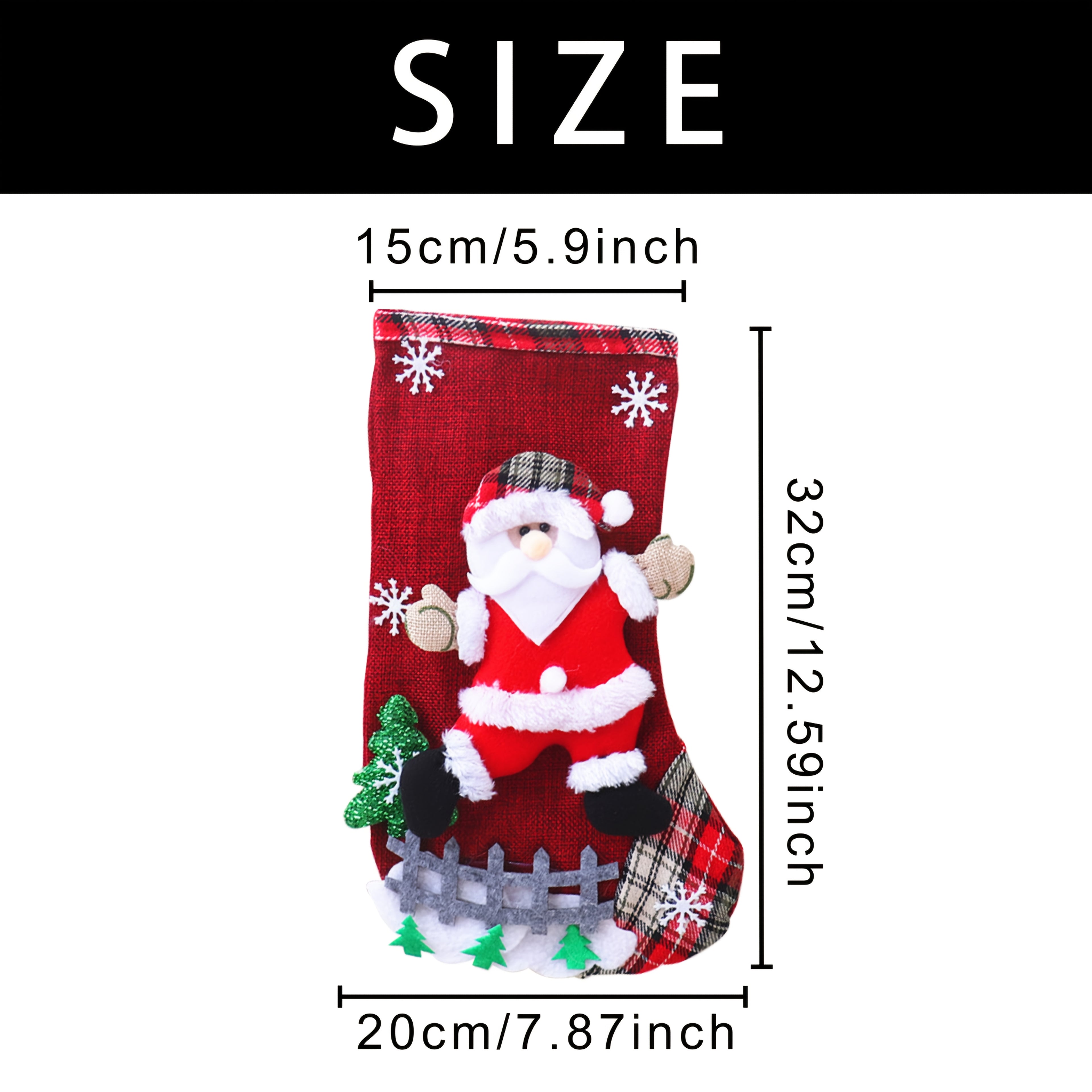 4pcs Christmas Gift Sock Set, Large Linen Candy Bags with Snowflake, Santa, Snowman, Reindeer, and Bear Patterns, Decorative Long Socks for Holiday Parties, Christmas Tree, or Fireplace, Christmas Socks, Christmas Home Decor,