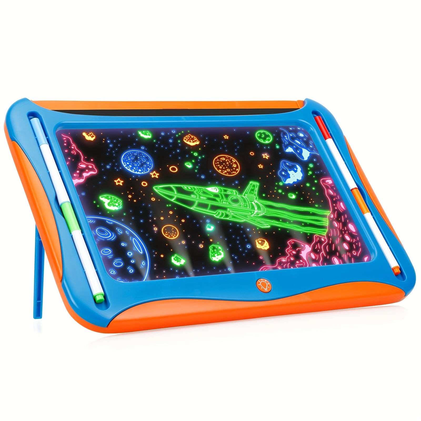 LED Light-Up Drawing Writing Doodle Board, Learning Travel Toy with 9 Double-Sided Cards, 6 Markers, Art Set, Suitable for Birthday Gifts And Christmas Gifts for Girls And Boys Aged 3-8.