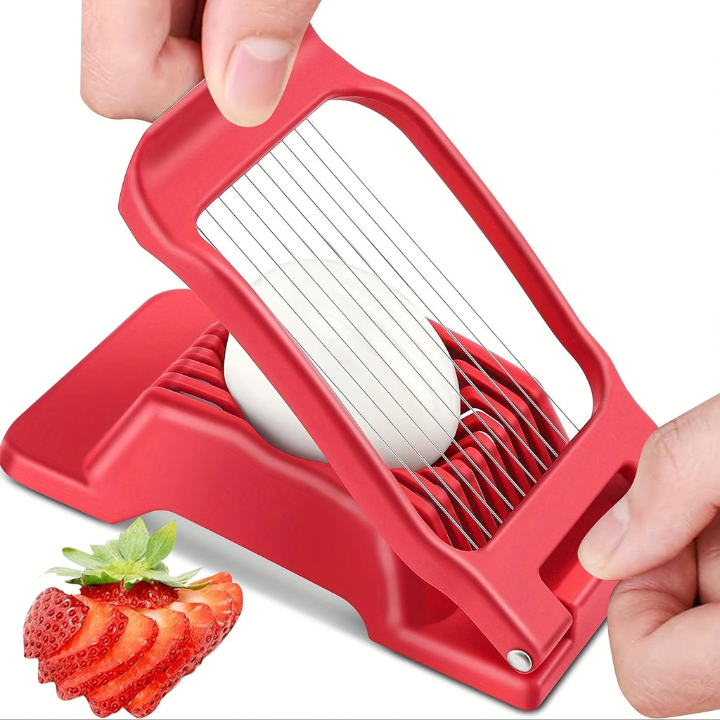 Stainless Steel Egg Slicer for Hard Boiled Eggs, Heavy Duty Aluminium Egg Cutter Dishwasher Safe for Egg Strawberry Soft Fruit Mushroom, Egg Slicing, Compact Cutter, Highquality Steel, Rustresistant, Multipurpose Cutter, Heal