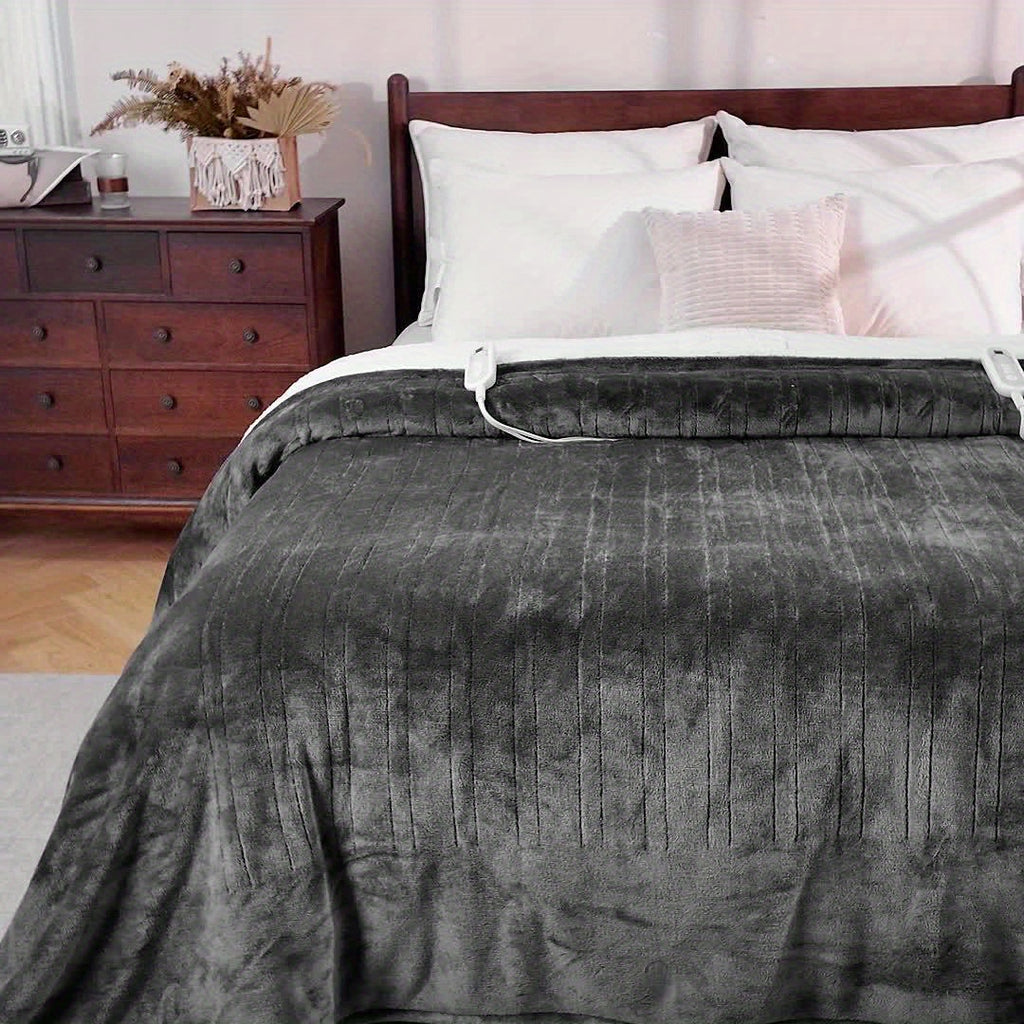 Extra Large Flannel And  Electric Blanket With Time And Temperature Control, 10 Hour Auto-Off, 8 Temperature Levels, Queen/King Two Controllers, Throw/Twin/Full With 1 Controller, Machine Washable, PTC+NTC Overheat Protection