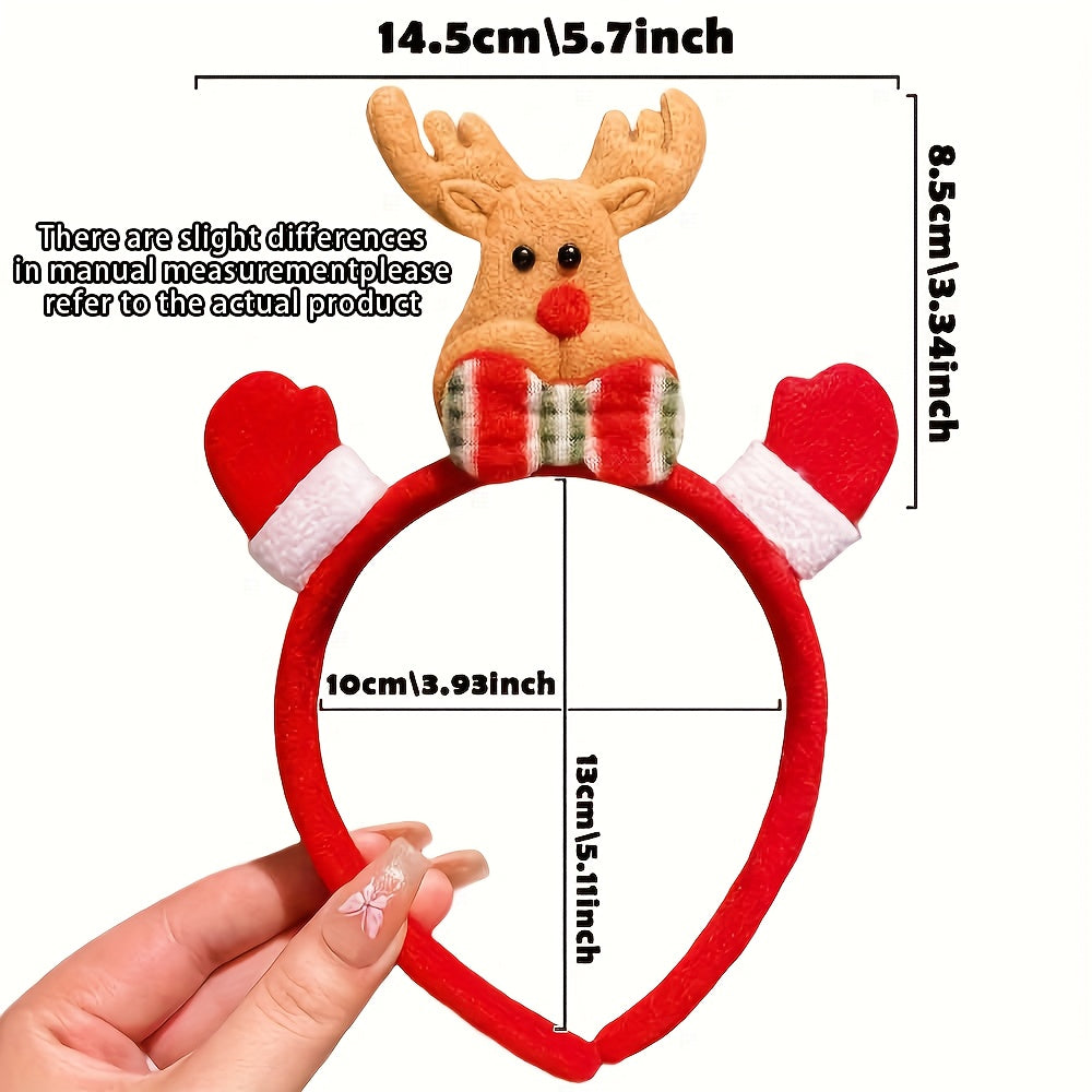 5pcs Festive Christmas Headbands with Santa, Reindeer & Snowman Charms - Soft Polyester Hair Accessories for Women, Perfect Holiday Gift for Teens & Adults, Festive Headwear | Playful Design | Durable Headbands, Christmas Acc