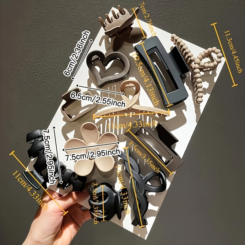 11pcs One Set Ladies Frosted Clip/Frosted Scratch Hook Set Women'S Hair Shark Clip Headpiece, Hair Clip Scratch Hook, Hair Clip/Butterfly Hair Clip/Hair Accessory, Flower Hair Accessory, Suitable for Face Wash