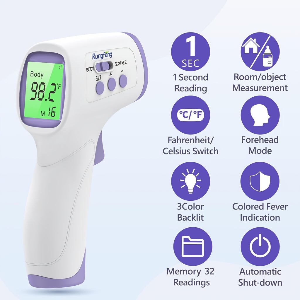 [Digital Thermometer] Accurate Digital Forehead Thermometer | Adult and Children Non-Contact, Fever Alarm Function, 3 Backlights and 32 Memory Functions, Quick Results, Suitable for All Ages