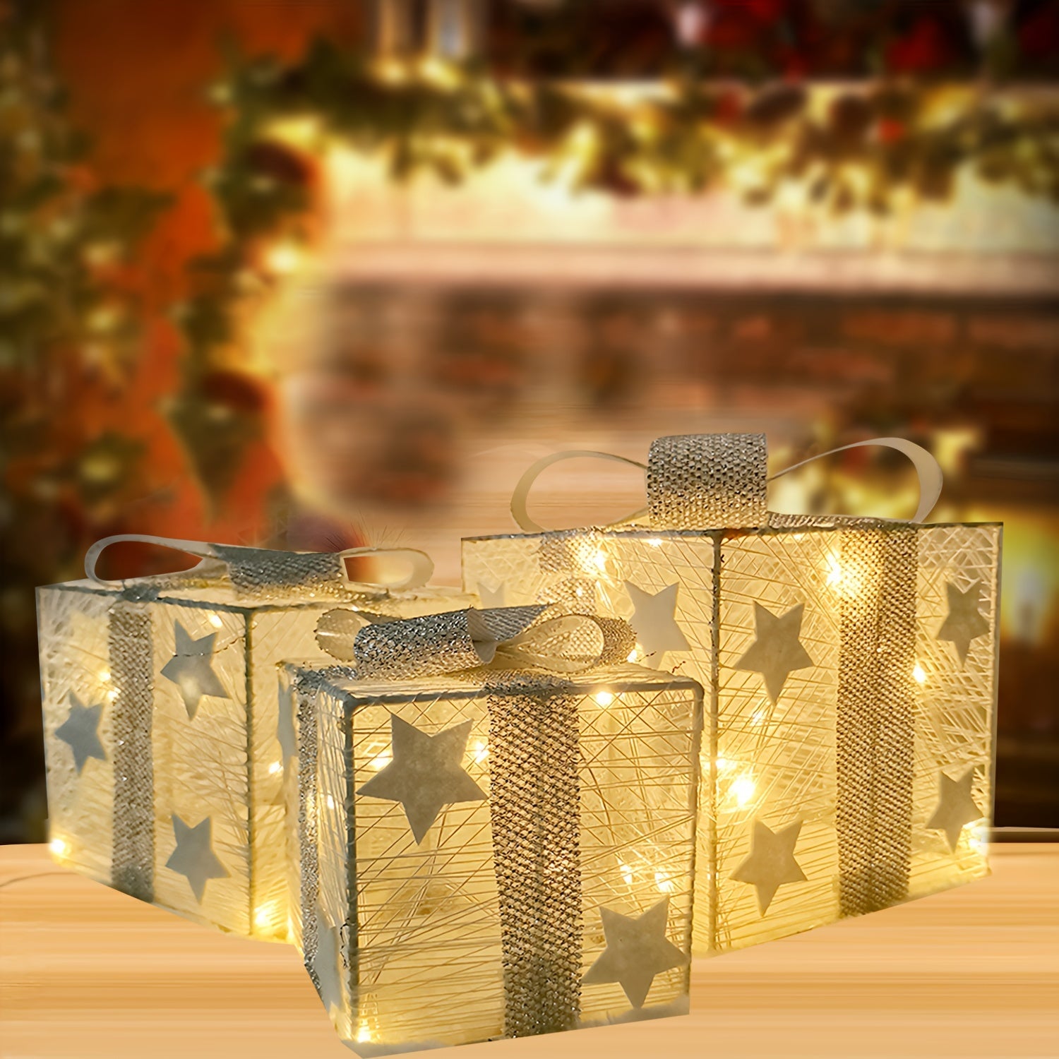 3-Pack LED Light Up Christmas Gift Boxes, Battery Operated (AA Not Included), Festive Xmas Decor for Indoor & Outdoor, Holiday Scene, Room, Home, Office, Theme Party Decorations