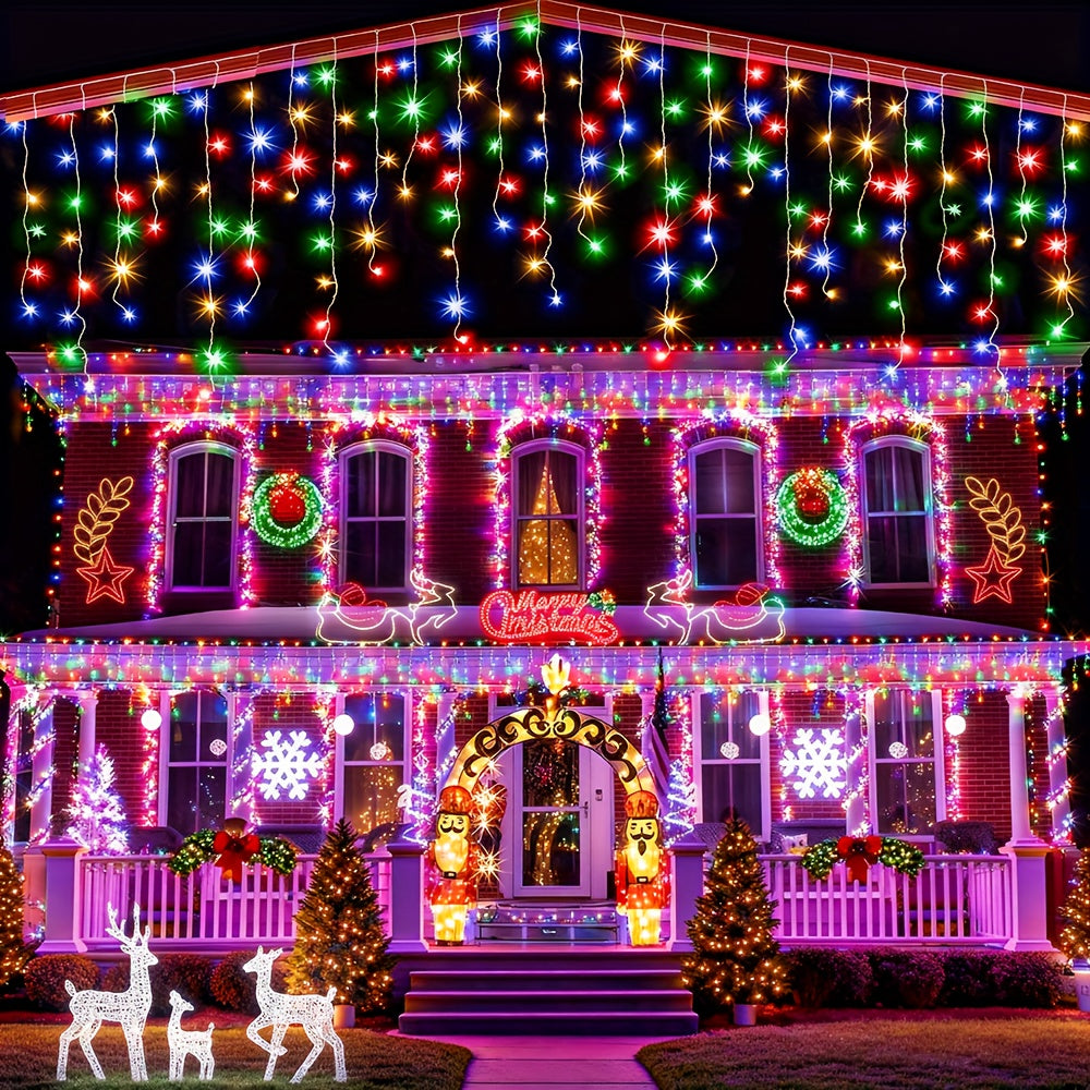 [LED Icicle Lights] Christmas Icicle Lights, 101/191 LED Fairy Lights, LED Ice Bar Light Suitable for Bedroom, Courtyard, Living room, Garden, Wedding, Party Favors, Birthday Party, Christmas, Thanksgiving, Halloween Decorati