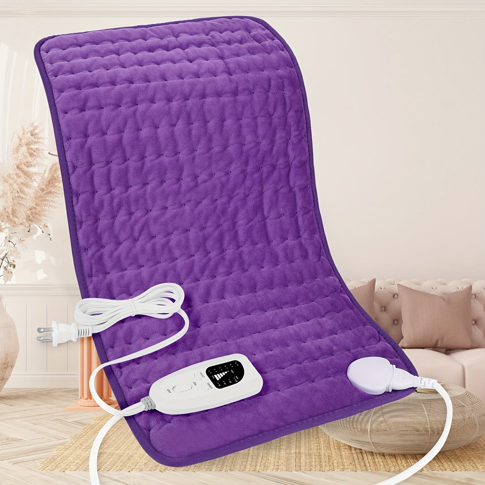 Extra Large Heating Pad, Electric Heating Pad, Portable, 24 "x12", 6 Heating Levels, Quickly Heats Up To 140 ° F, Automatically Shuts Off In 2 Hours, Leg, Shoulder, Knee, Neck Heating - Machine Washable, Ideal Gift For Paren