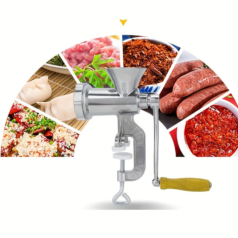 Manual Meat Grinder with Table Clamp - Heavy-Duty Stainless Steel Hand Crank Meat Grinder for Ground Beef, Pork, Chicken, Vegetables - No Electricity Needed, Meat Grinder For Kitchen, Vegetable Processing, Durable Constructio