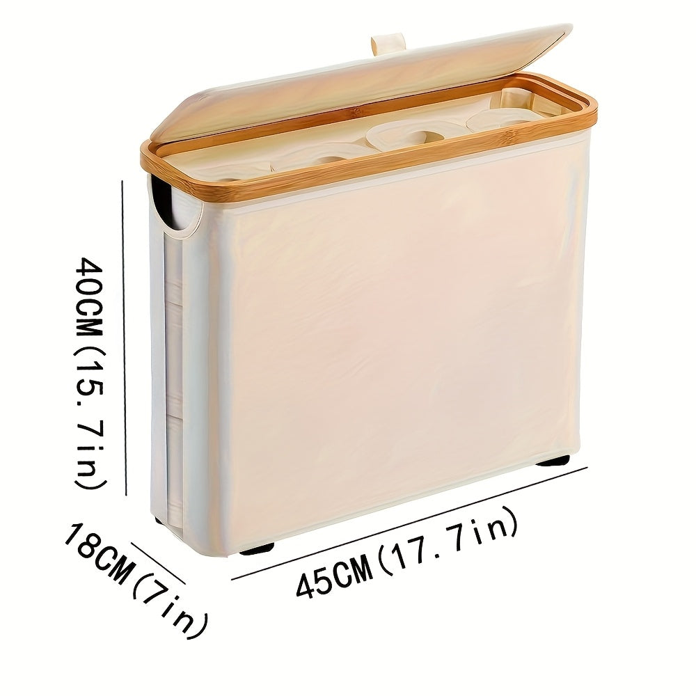 Toilet Paper Basket, Bamboo Toilet Paper Storage - Ultimate Bathroom Storage with Bamboo Lid, Large Toilet Paper Holder Can Hold 9 Rolls, Bathroom Toilet Paper Storage Cabinet, Toilet Paper Storage Containers