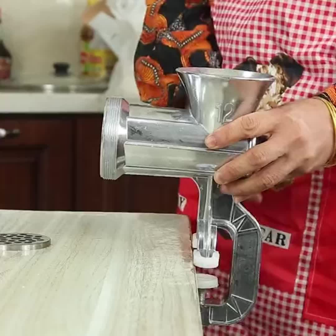 Manual Meat Grinder with Table Clamp - Heavy-Duty Stainless Steel Hand Crank Meat Grinder for Ground Beef, Pork, Chicken, Vegetables - No Electricity Needed, Meat Grinder For Kitchen, Vegetable Processing, Durable Constructio