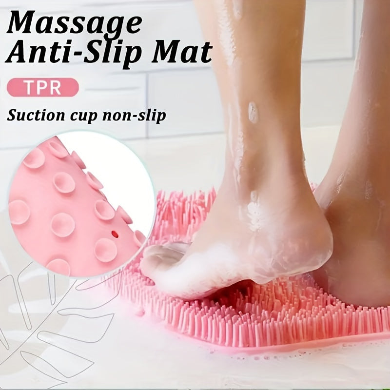 [Silicone Massage Pad] 2pcs Silicone Massage Pad - Bathtub and Shower, Foot and Back Washer, Wall Mounted Exfoliating Brush with Slip Suction Cup, Bathroom Cleaning Tools