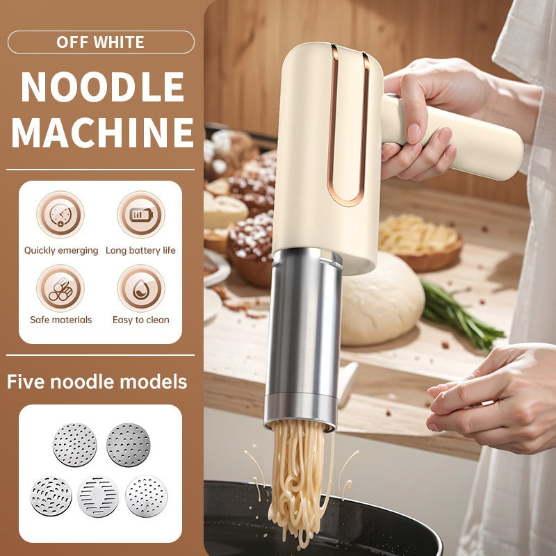 Wireless Electric Noodle Maker Machine with 5-in-1 Pasta Settings (Spaghetti, Lasagna, Dumpling Press, Tortellini, Ravioli) - Portable Operation, & ABS for Home, Outdoor, RV/Camping - One-Touch