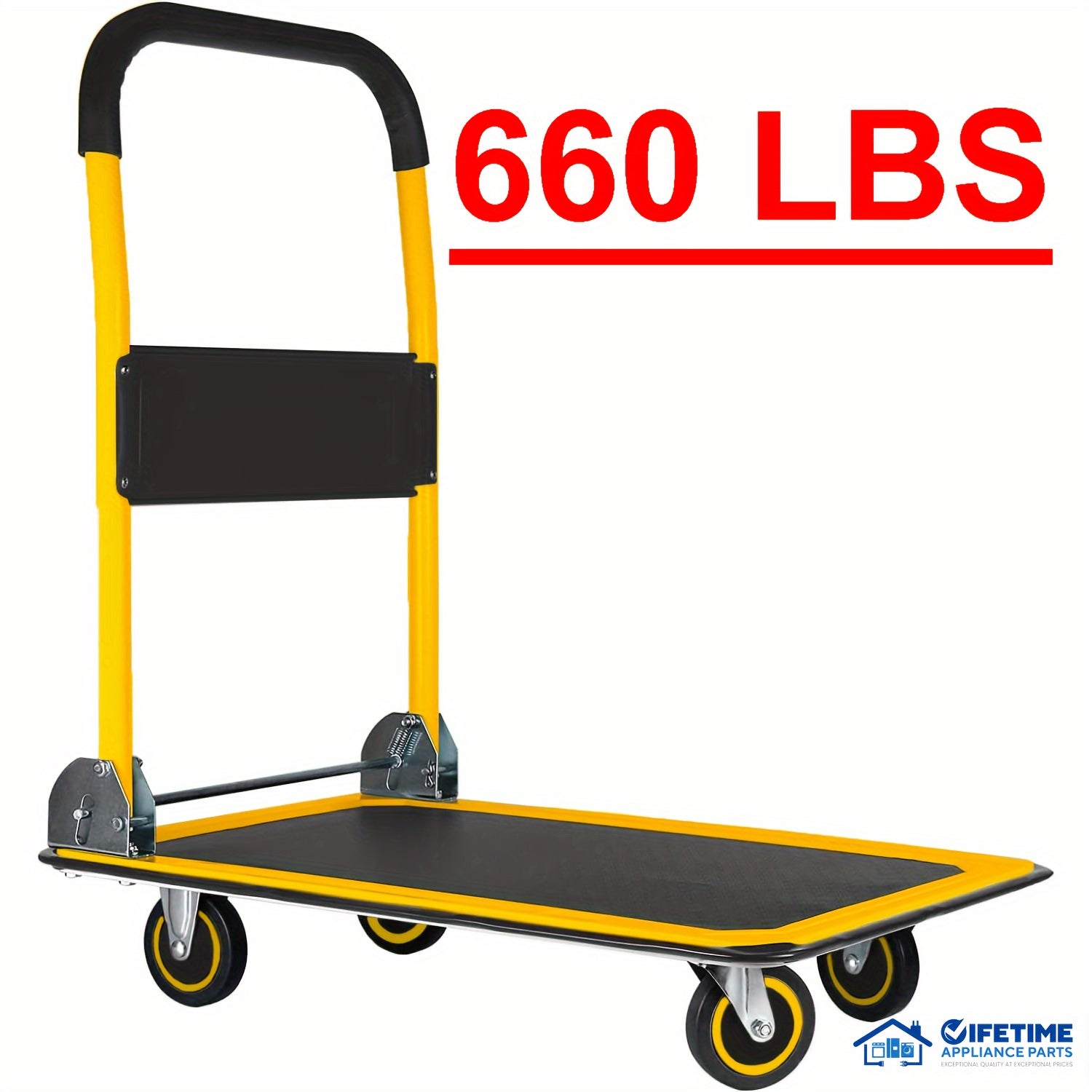 Heavy Duty Large Foldable Push Cart with 330/660 lb Capacity - Heavy-Duty Iron Construction, Swivel Push Handle, Space-Saving Collapsible Design, Manual Hand Truck For Home, Moving - Ideal For Large Items, Furniture, Applianc