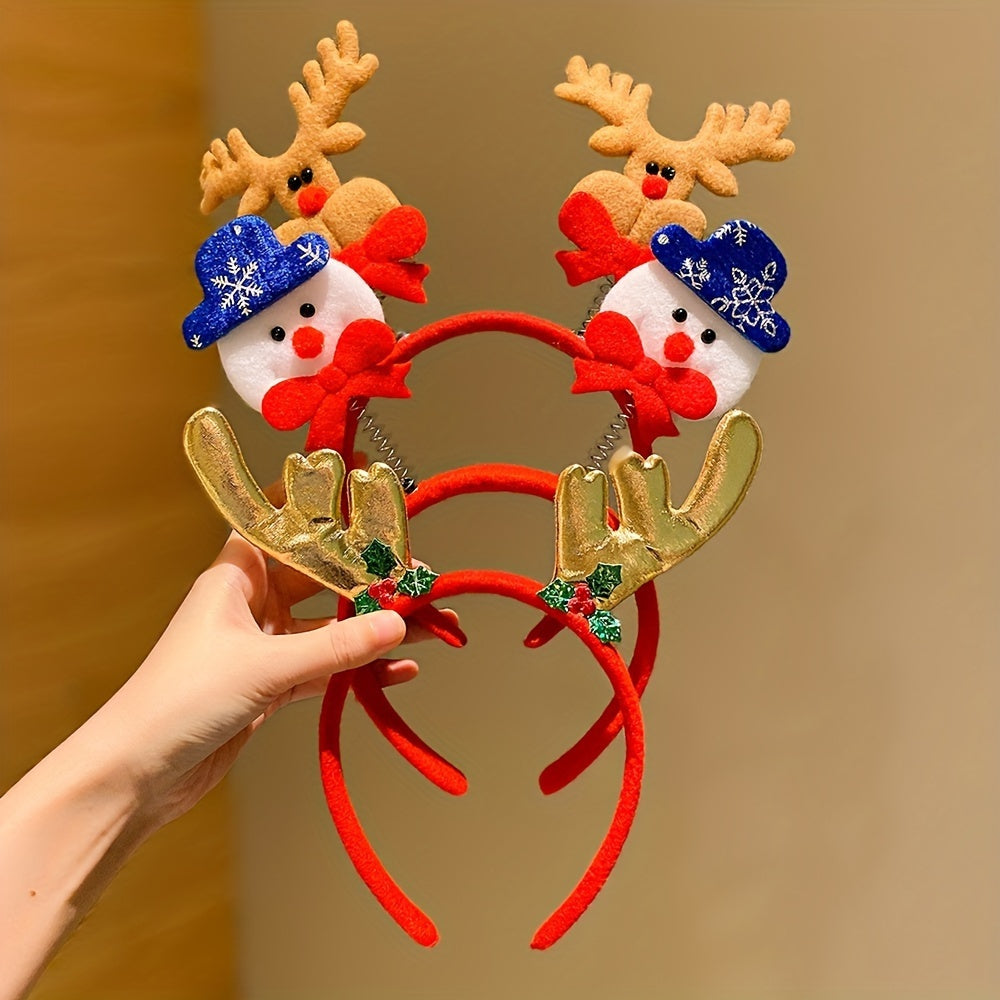 5pcs Christmas Element Headbands Suitable as Christmas Gifts for Friends, Christmas Party, Festive Headwear, Themed Headbands, Festive Design, Lightweight Fabric, Soft Texture, Festive Headpieces, Holiday Hairbands, Friends G