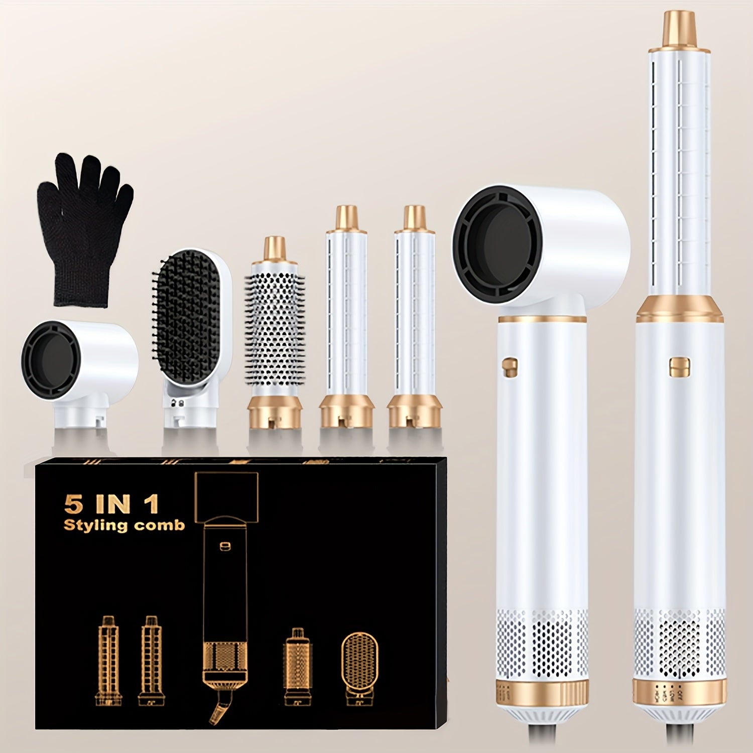 5in 1 Blow Dryer Brush, Upgrade Hair Dryer Brush Air Curler Air Curling Wrap Styler, Detachable Hot Air Brush Negative Ion Curling Brush Iron, Hair Styling Tools for Drying Curling Straightening