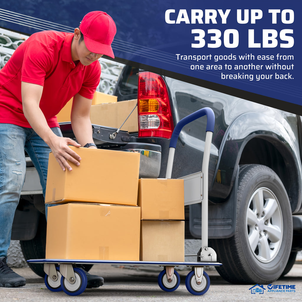 Heavy Duty Large Foldable Push Cart with 330/660 lb Capacity - Heavy-Duty Iron Construction, Swivel Push Handle, Space-Saving Collapsible Design, Manual Hand Truck For Home, Moving - Ideal For Large Items, Furniture, Applianc