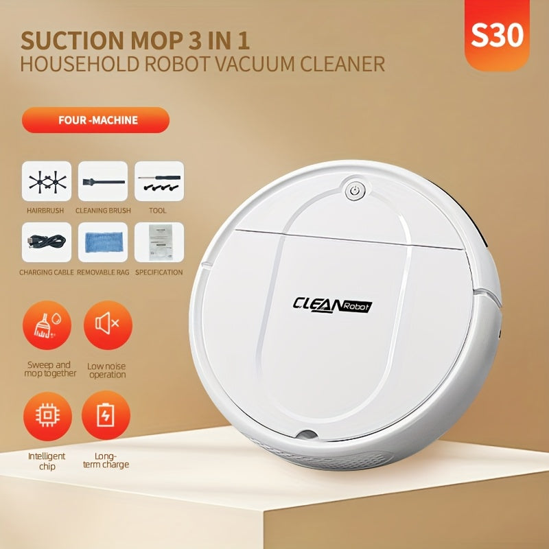 [Multi-Purpose Robot Vacuum] 3-in-1 Robot Vacuum Cleaner | Tangle-Free Suction, Automatic Self-Charging, Multi-Purpose for Floor Cleaning, Pet Hair, Paper & Garbage - Fast Charging, Powerful Cleaning, USB Powered, Vacuum Clea