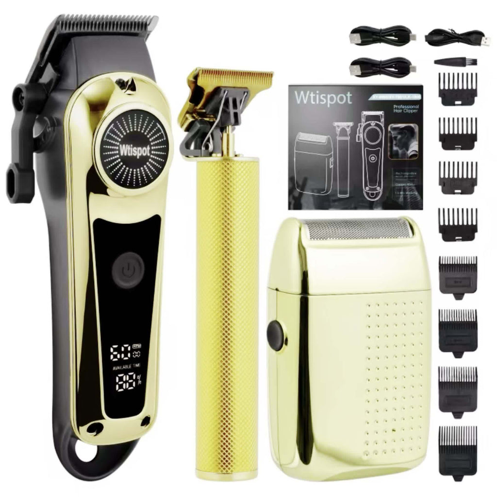 3-in-1 Set/2-in-1 Set/1pc Men's Hair Clipper Set And Beard Trimmer Set Men's Hair Clippers USB Charging Hair Clipper - LCD Power Display Suitable for Travel And Home Use, Comes with 4 Comb Attachments Men's Gift Birthday Gift