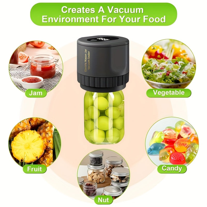 Electric Vacuum Mason Jar Vacuum Sealing Kit - Contains Sealing Lids, Suitable For Wide Mouth And Regular Mouth Mason Jars, Food Preservation Vacuum Sealer For Home Preservation.