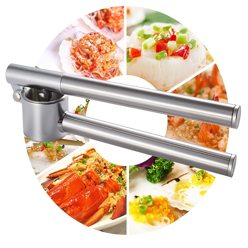 1pc Heavy-Duty Manual Garlic Press & Ginger Squeezer - Heavy-Duty Aluminum Construction, Ergonomic Handle, No Electricity Needed - for Home, Kitchen, Ginger Preparation, Sturdy Build, Compact Design, Restaurant Use - Easy-Cle