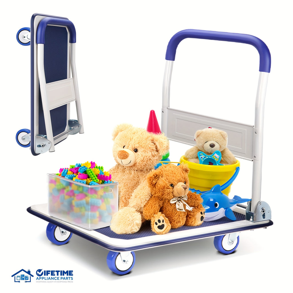 Heavy Duty Large Foldable Push Cart with 330/660 lb Capacity - Heavy-Duty Iron Construction, Swivel Push Handle, Space-Saving Collapsible Design, Manual Hand Truck For Home, Moving - Ideal For Large Items, Furniture, Applianc