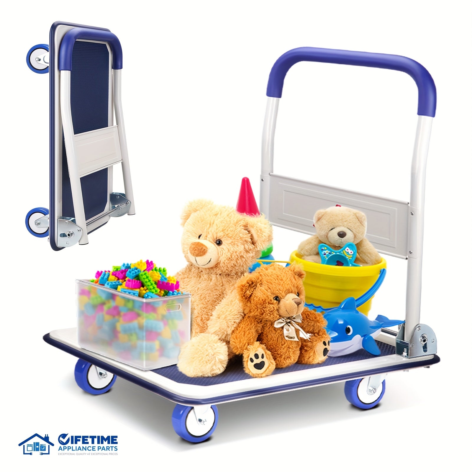 Heavy Duty Large Foldable Push Cart with 330/660 lb Capacity - Heavy-Duty Iron Construction, Swivel Push Handle, Space-Saving Collapsible Design, Manual Hand Truck For Home, Moving - Ideal For Large Items, Furniture, Applianc