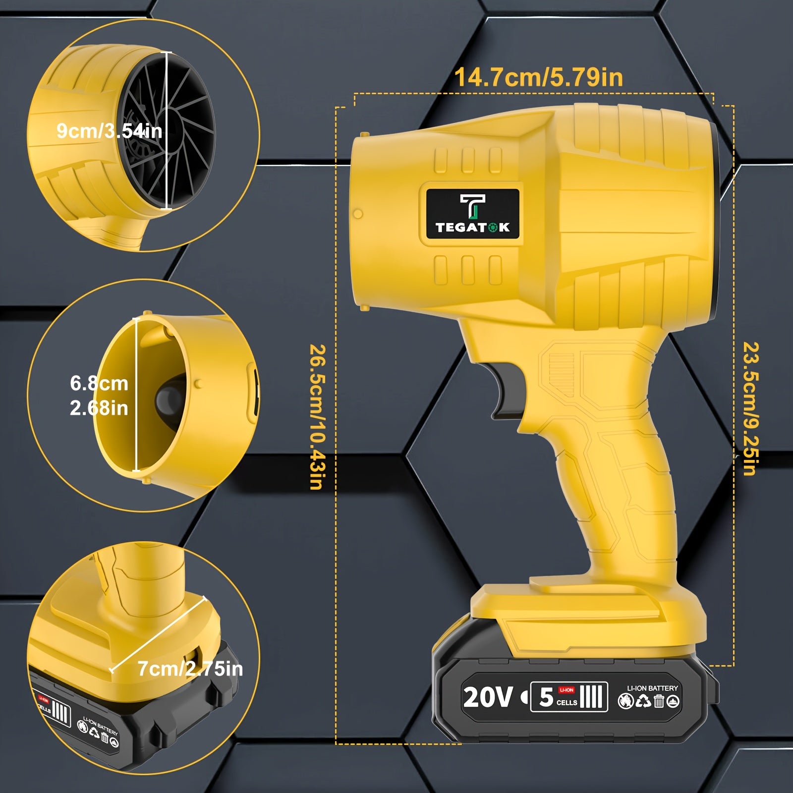 Turbo Jet Blower, 20000RPM Electric Cordless Leaf Blower, 20V 2.0/4.0AH Battery Jet Dry Blower, High Pressure Air Blower, Jet Blower Car Dryer, Hand Held Snow Blower, Home Outdoor, Blowing Leaves And Dust, Birthday Or Holiday