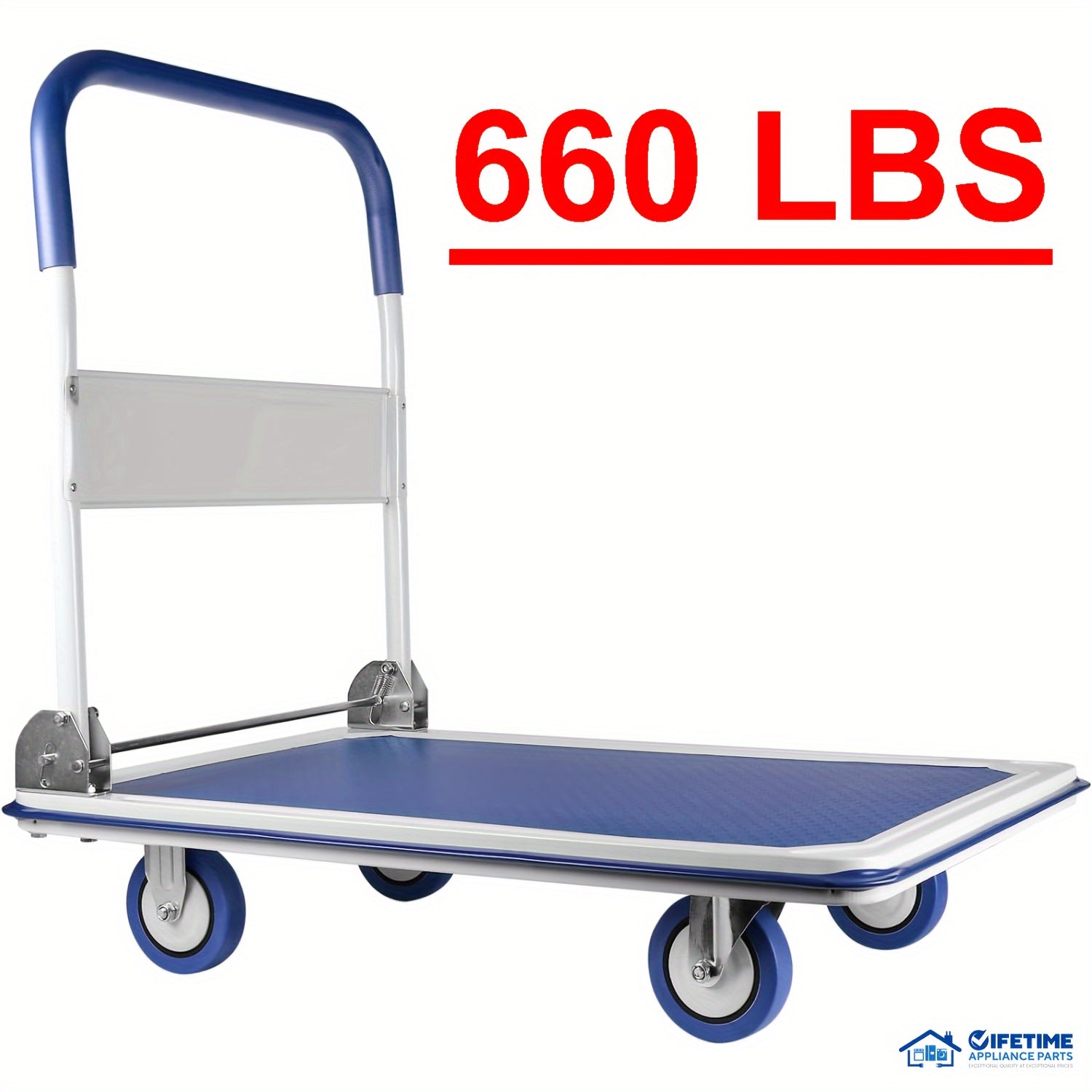 Heavy Duty Large Foldable Push Cart with 330/660 lb Capacity - Heavy-Duty Iron Construction, Swivel Push Handle, Space-Saving Collapsible Design, Manual Hand Truck For Home, Moving - Ideal For Large Items, Furniture, Applianc
