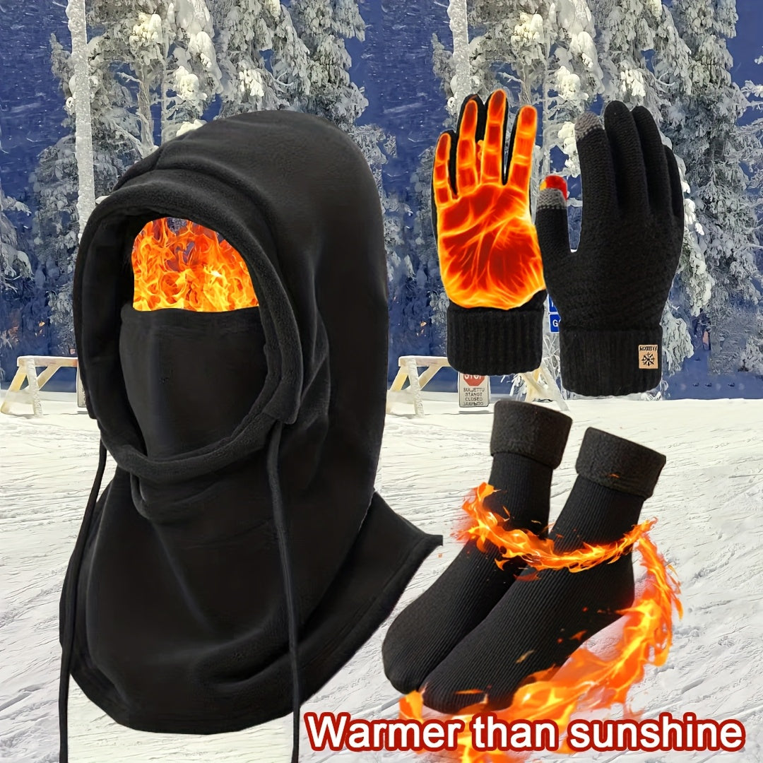 3pcs/4pcs Winter Hat, Head Cover, Neck Scarf, Gloves, Warm Socks Set