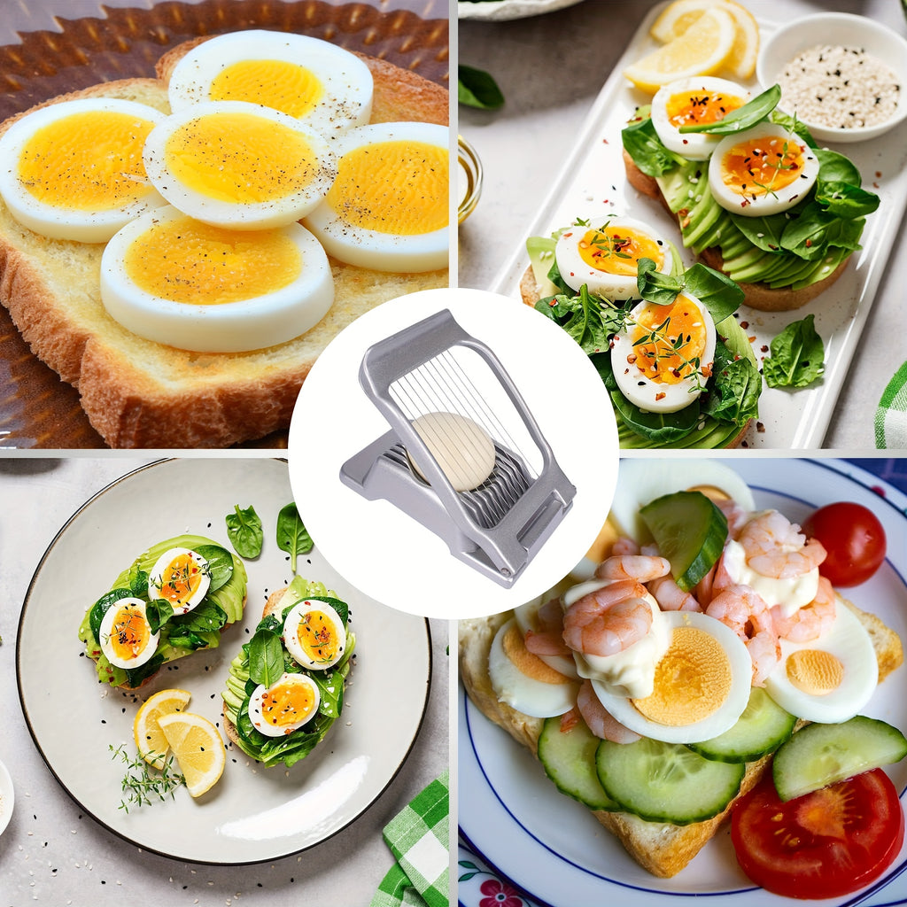 Stainless Steel Egg Slicer for Hard Boiled Eggs, Heavy Duty Aluminium Egg Cutter Dishwasher Safe for Egg Strawberry Soft Fruit Mushroom, Egg Slicing, Compact Cutter, Highquality Steel, Rustresistant, Multipurpose Cutter, Heal