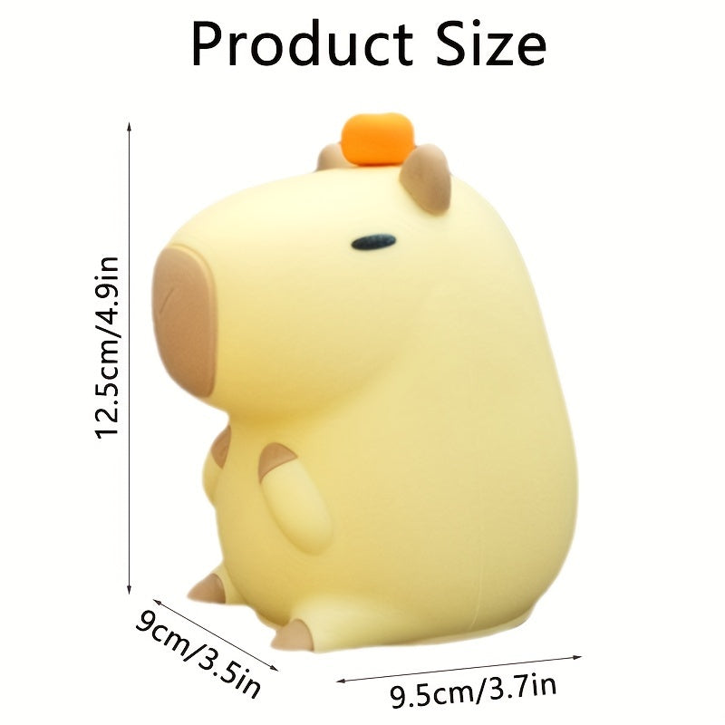 Modern Animal-Themed Capybara Night Light Lamp with Touch Control and Timer Function - USB Rechargeable 1200mAh Lithium Battery, Portable Plastic Shade, Ideal for Various Rooms, Perfect Gift (Pack of 1)