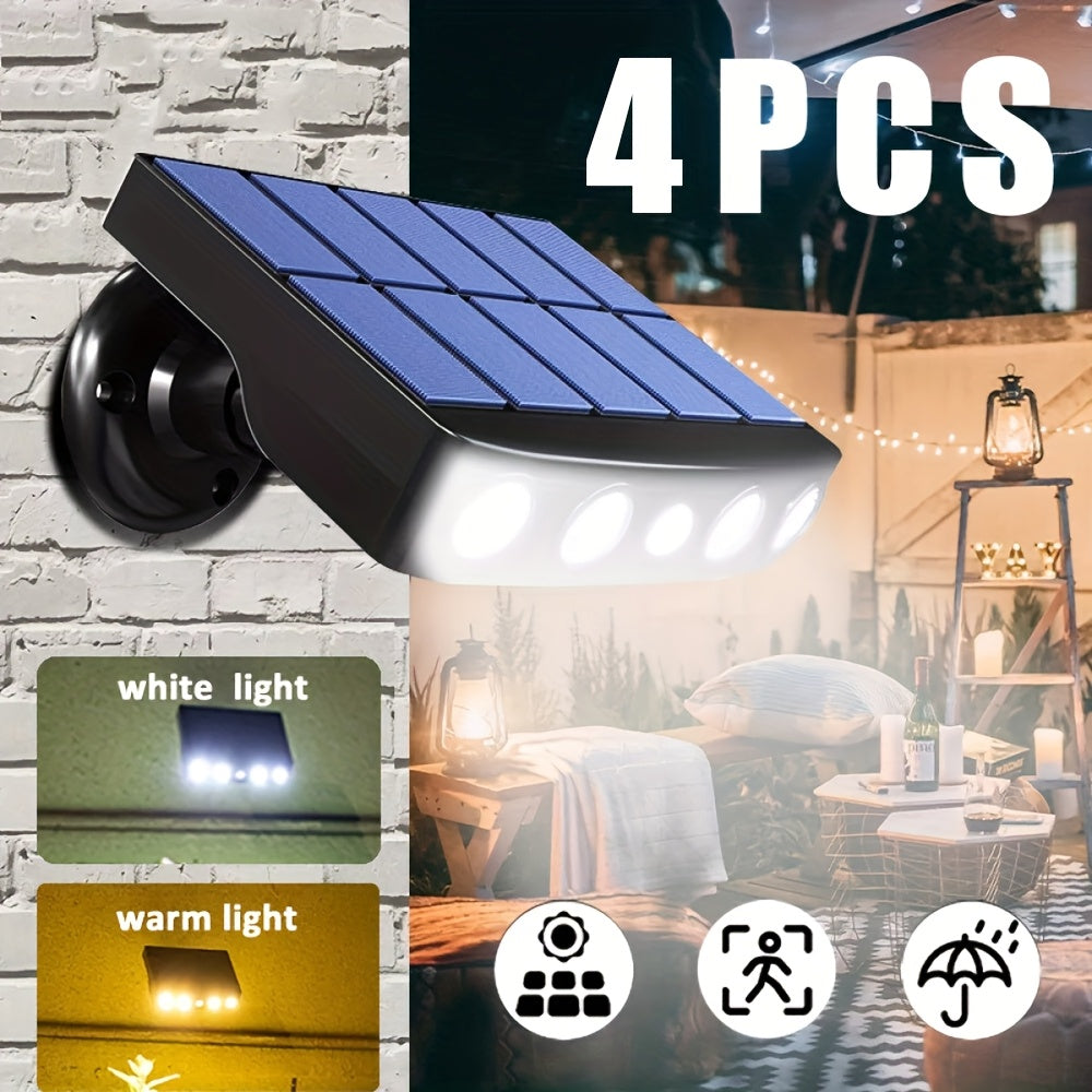 1/2/4pcs Commercial Solar Wall Lights Outdoor - Smart Motion Sensor, IP44 Waterproof, Auto On/Off Dusk to Dawn for Courtyard, Porch, Deck & Garden Security Lighting (Acrylic Cover, 120° Wide Beam)