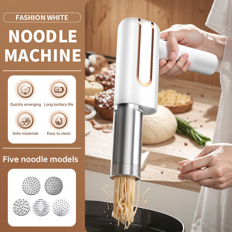 Wireless Electric Noodle Maker Machine with 5-in-1 Pasta Settings (Spaghetti, Lasagna, Dumpling Press, Tortellini, Ravioli) - Portable Operation, & ABS for Home, Outdoor, RV/Camping - One-Touch