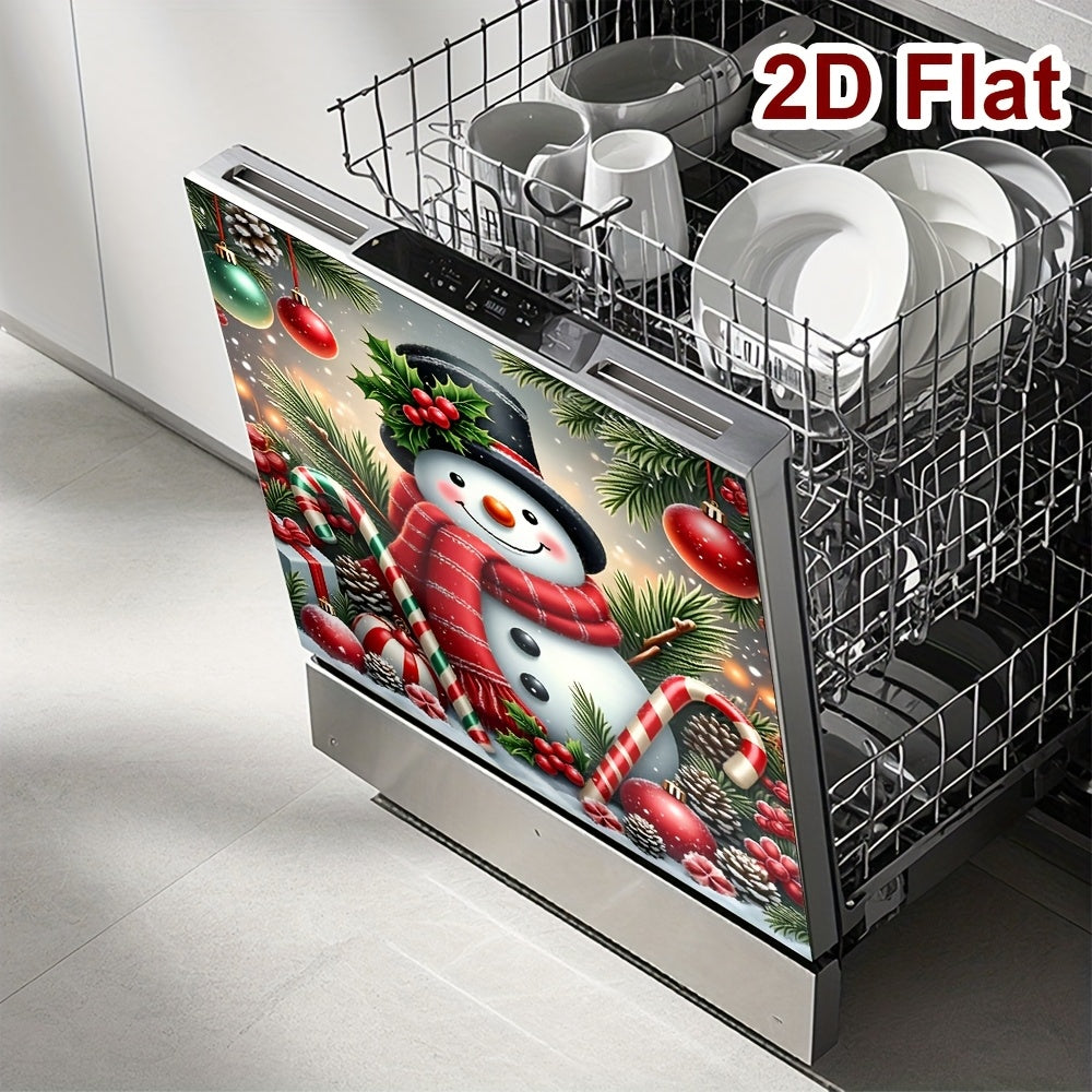 1pc WILDLAVIE Christmas Snowman Magnet - with Red & White Striped Scarf, Magnetic Backing for Dishwasher, Refrigerator, Stove - Holiday Kitchen Decor, Dishwasher Decoration, Festive Home Decoration - Easy to Clean & Trim-to-F