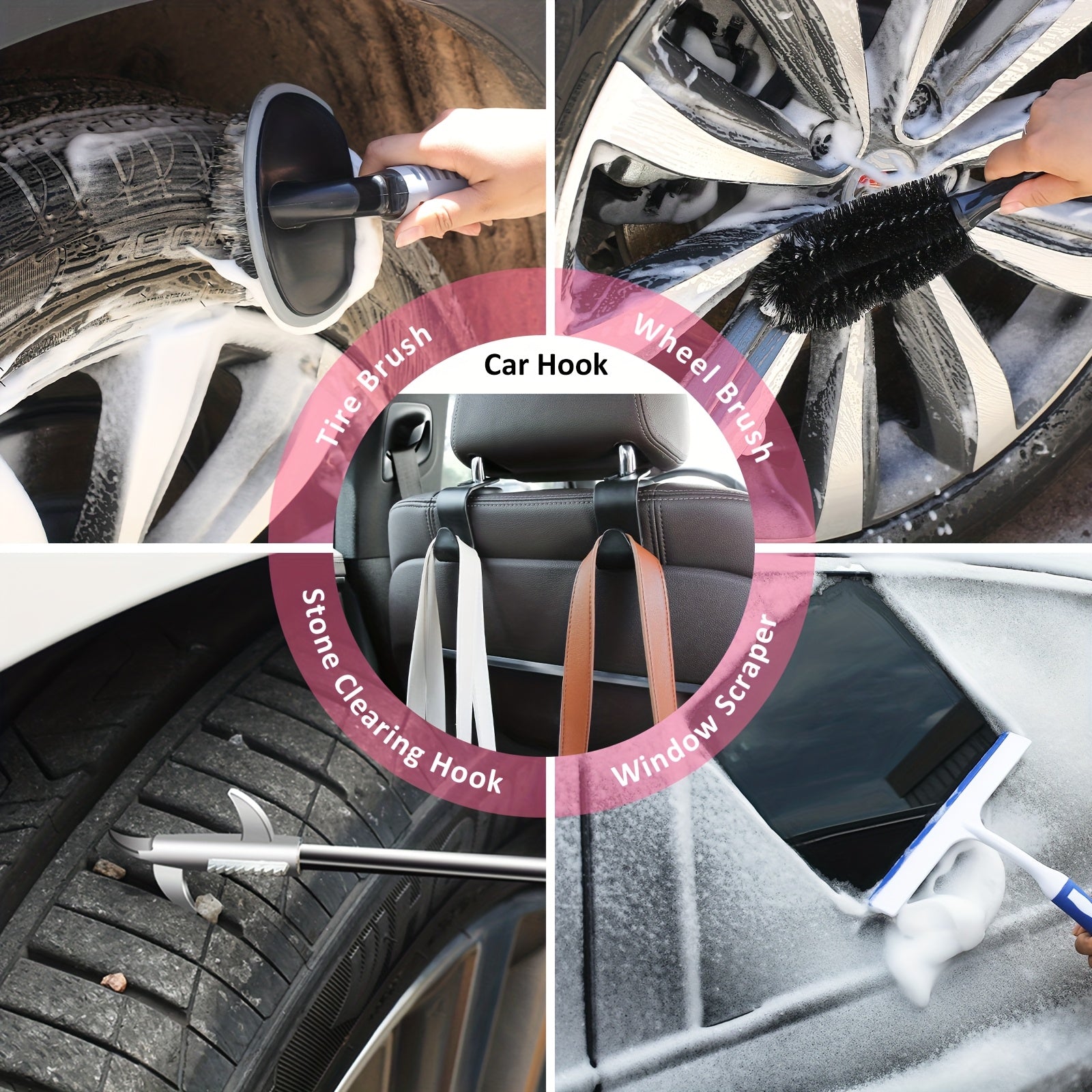 FCLUSLL 41pcs Car Cleaning And Washing Kit, Internal Detail Cleaning Kit, Equipped with High-power Handheld Vacuum Cleaner, Foldable Bucket, Windshield Tool, Snow Shovel, Tire Brush, Complete Set Of Car Care Tools, Holiday Gi