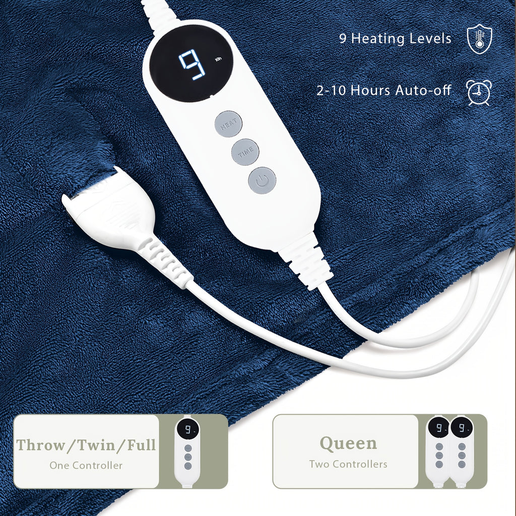 Heated Electric Blanket With All Size - Cozy Warm Double-sided Flannel Heated Blanket With 9 Heating Levels & 2/4/6/10 Hours Auto Off - Winter Comfort Heating Blanket, Gift Blanket, Machine Washable