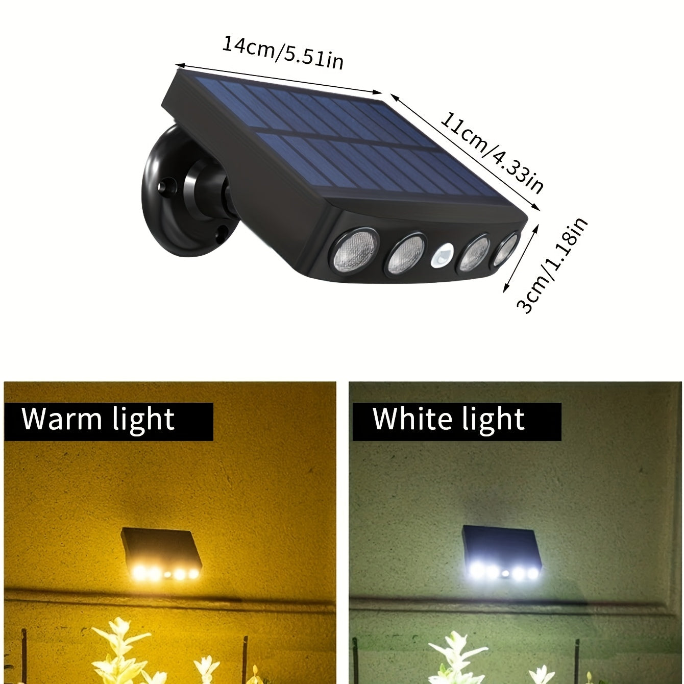1/2/4pcs Commercial Solar Wall Lights Outdoor - Smart Motion Sensor, IP44 Waterproof, Auto On/Off Dusk to Dawn for Courtyard, Porch, Deck & Garden Security Lighting (Acrylic Cover, 120° Wide Beam)
