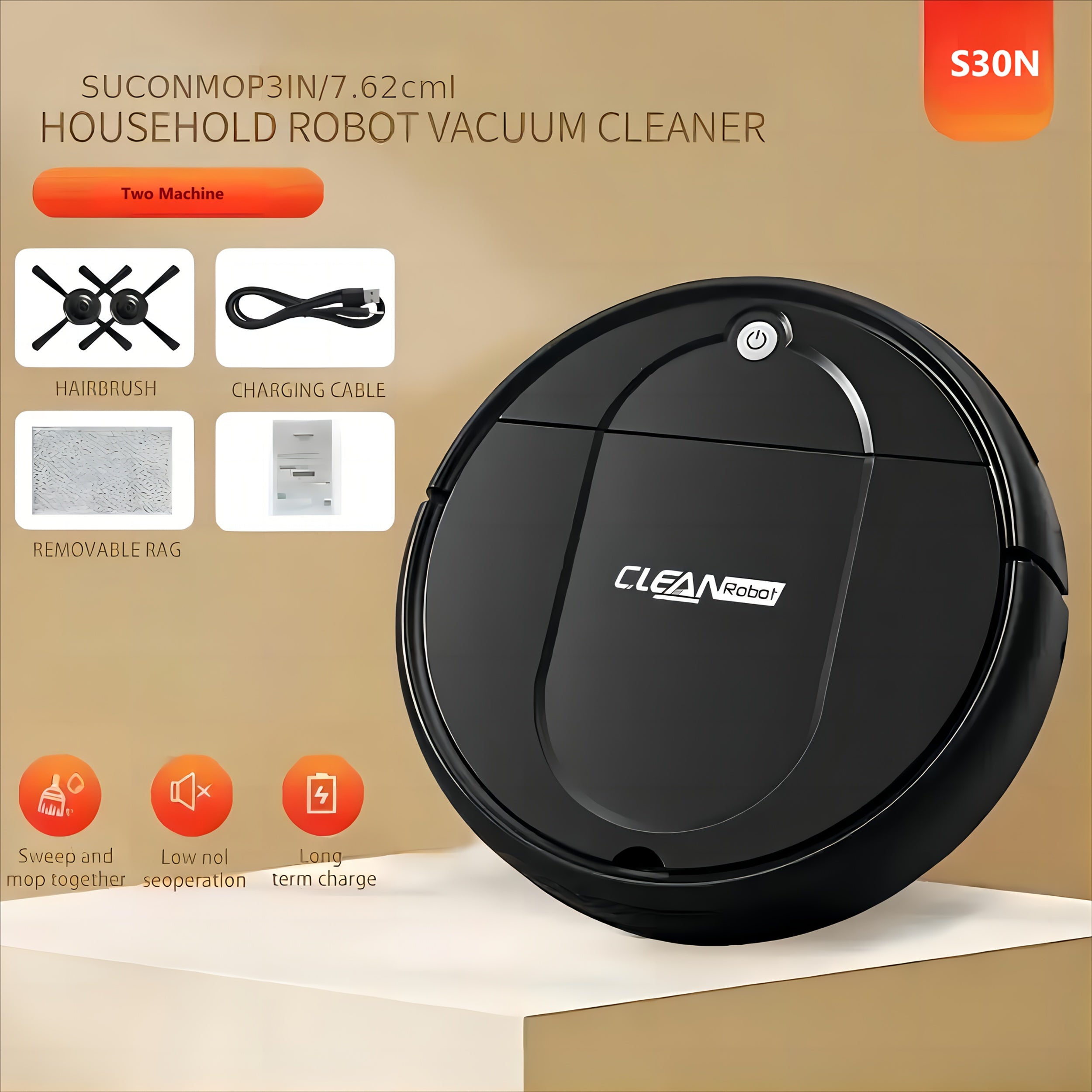 [Multi-Purpose Robot Vacuum] 3-in-1 Robot Vacuum Cleaner | Tangle-Free Suction, Automatic Self-Charging, Multi-Purpose for Floor Cleaning, Pet Hair, Paper & Garbage - Fast Charging, Powerful Cleaning, USB Powered, Vacuum Clea