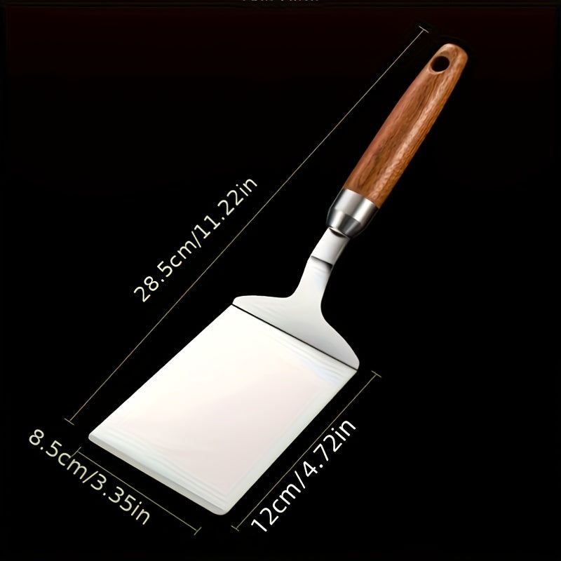 ZZBZZ 1pc Stainless Steel Nonstick Spatula with Wood Handle, Rust Resistant, Outdoor Safe, Ideal for BBQ, Cooking, Baking - Holiday Themed Kitchen Tool