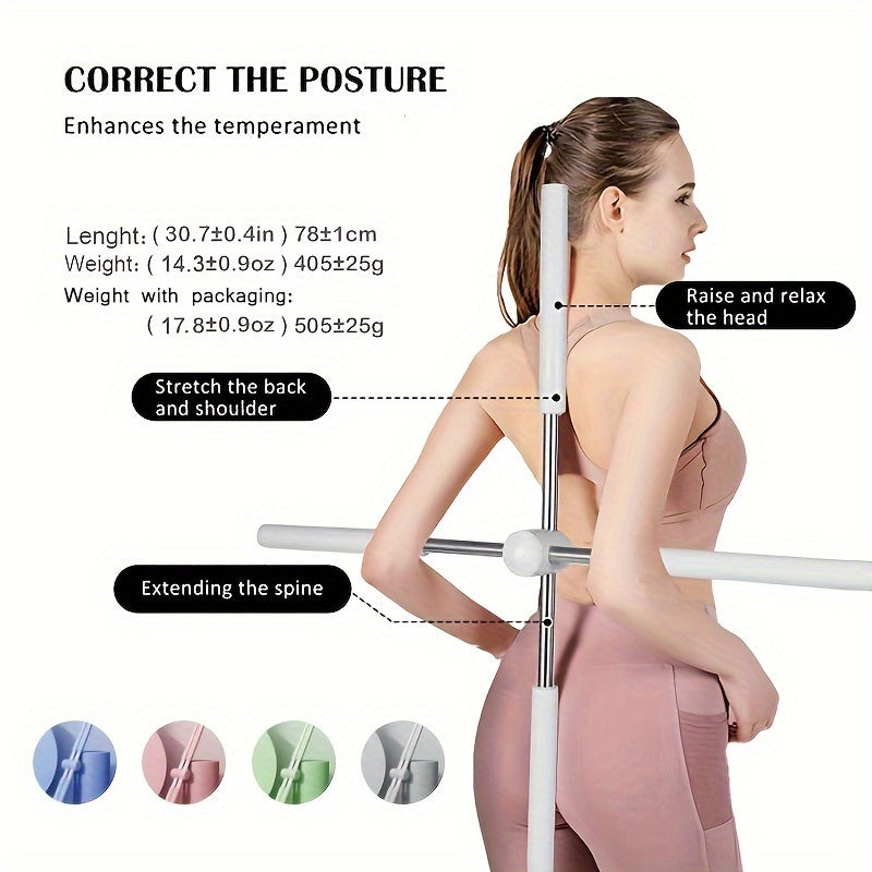 Adjustable Yoga Sticks for & Humpback Syndrome - Portable Stretching Pole with Extendable Length (Pink/Green/Blue) - Ideal for Scoliosis Treatment, Spinal & /Travel