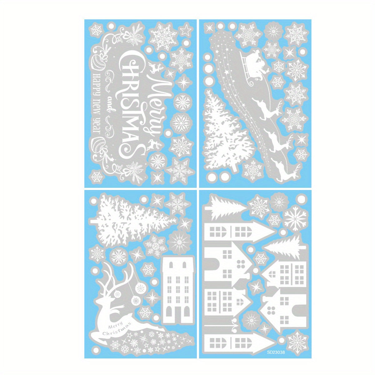 1 Set of 79 Christmas-Themed Static Cling Window Decals, White Snowflake Reindeer Santa Claus Tree Stickers for Festive Holiday Decor