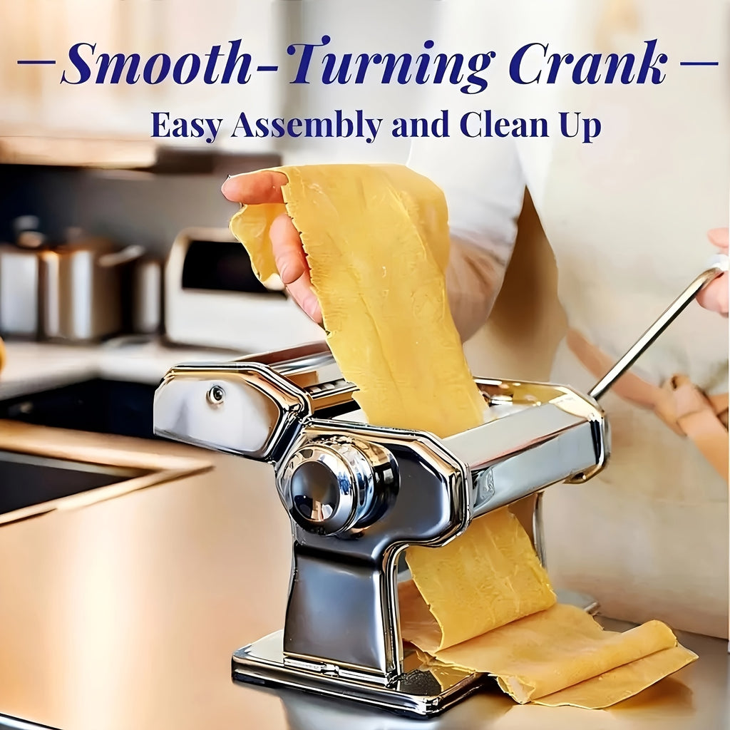 Pasta Maker, Handmade Pasta Machine with Adjustable Thickness and Width for Noodles & Lasagna - Elegant Silver Design Suitable for Every Kitchen