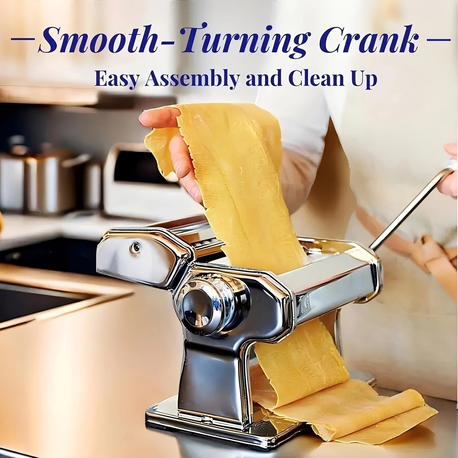 Pasta Maker, Handmade Pasta Machine with Adjustable Thickness and Width for Noodles & Lasagna - Elegant Silver Design Suitable for Every Kitchen