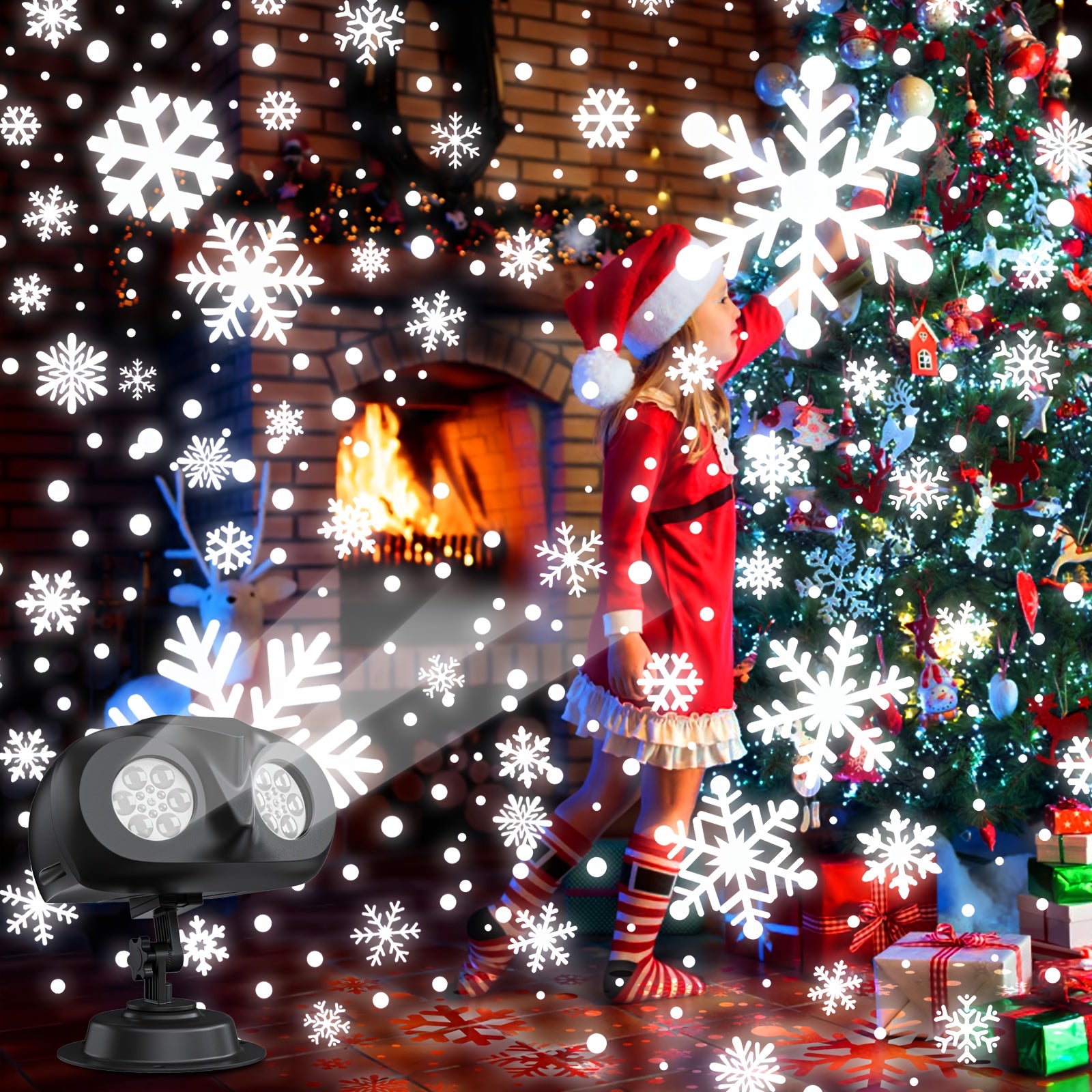 Upgraded Dual-Head Outdoor Snowflake Projector Light, 180 Rotation, Large Scale Projection, Waterproof IP45, Christmas Light Porjector for Outdoor Christmas Decor | Christmas Projection Light |christmas Decorations | Christma