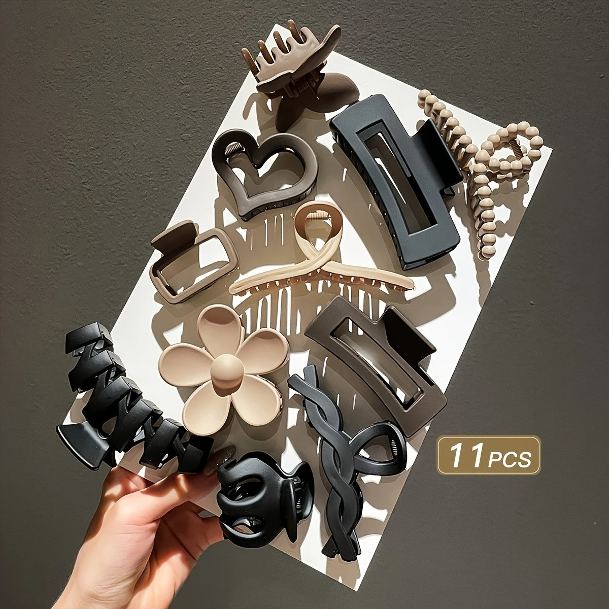 11pcs One Set Ladies Frosted Clip/Frosted Scratch Hook Set Women'S Hair Shark Clip Headpiece, Hair Clip Scratch Hook, Hair Clip/Butterfly Hair Clip/Hair Accessory, Flower Hair Accessory, Suitable for Face Wash