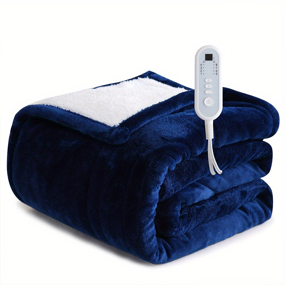 Extra Large Flannel And  Electric Blanket With Time And Temperature Control, 10 Hour Auto-Off, 8 Temperature Levels, Queen/King Two Controllers, Throw/Twin/Full With 1 Controller, Machine Washable, PTC+NTC Overheat Protection