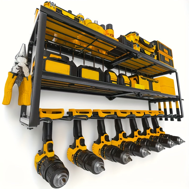 Power Tool Storage Rack With Charging Station, Tool And Storage Rack, Heavy-duty Metal Tool Rack, Electric Tool Storage Rack, Wall-mounted Drill Rack For Organization-New Year And Valentine'S Day Gifts, Suitable Gifts For Boy